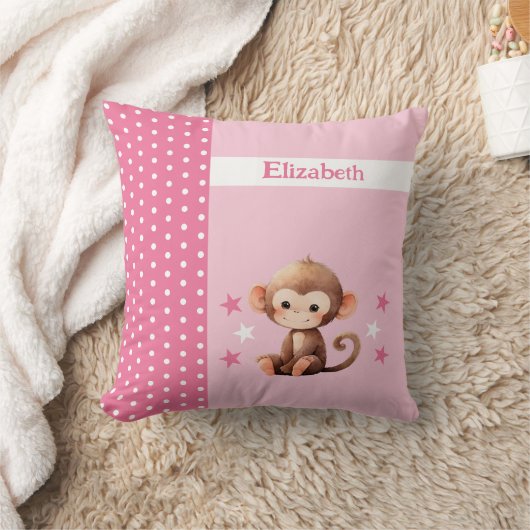 Coussin La chambre de l'enfant ajouter le nom mignon singe (Couverture)
