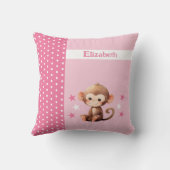 Coussin La chambre de l'enfant ajouter le nom mignon singe (Verso)