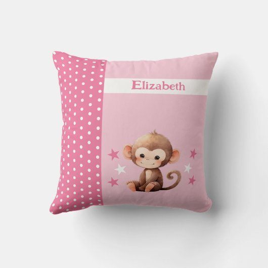 Coussin La chambre de l'enfant ajouter le nom mignon singe (Verso)