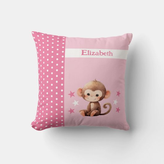 Coussin La chambre de l'enfant ajouter le nom mignon singe (Recto)
