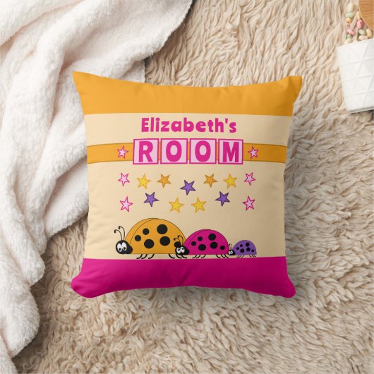 Coussin La chambre de l'enfant Ladybugs ajouter nom rose v (Couverture)