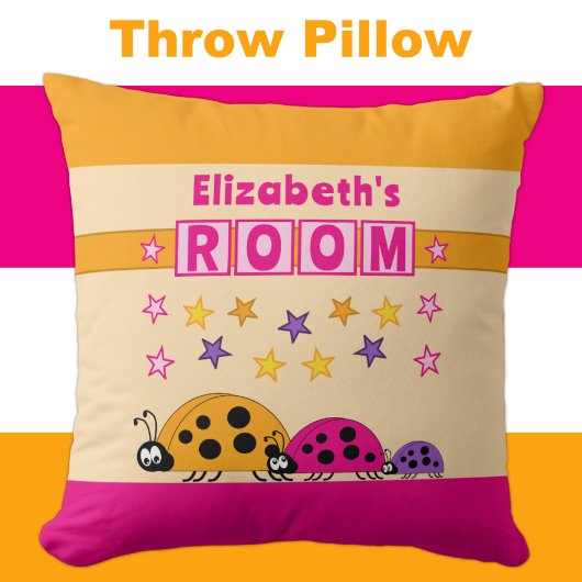 Coussin La chambre de l'enfant Ladybugs ajouter nom rose v