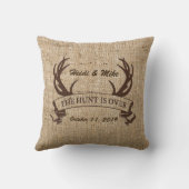 Coussin "La chasse est terminée" Rustic Faux Burlap Mariag (Verso)