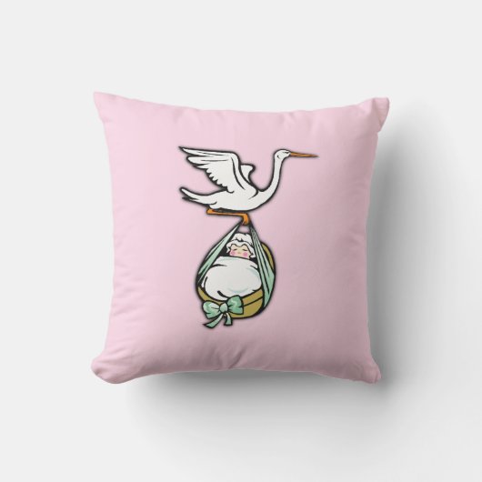 Coussin La cigogne porte une petite fille (Recto)