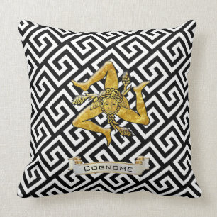 Coussin La clé grecque sicilienne de Trinacria