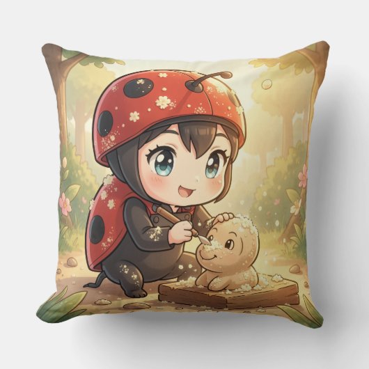 Coussin La coccinelle et le Royaume de Nectar Caché.2 (Recto)