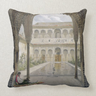Coussin La cour d'Alberca à Alhambra, Grenade,