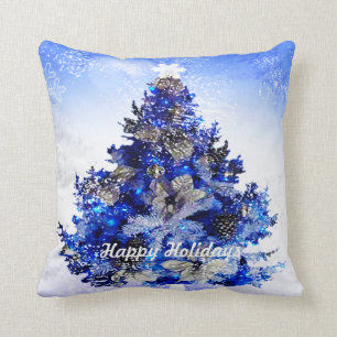 Coussin La coutume a décoré l'arbre de Noël bleu