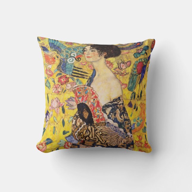 Coussin La Dame de Gustav Klimt avec un fan (Recto)