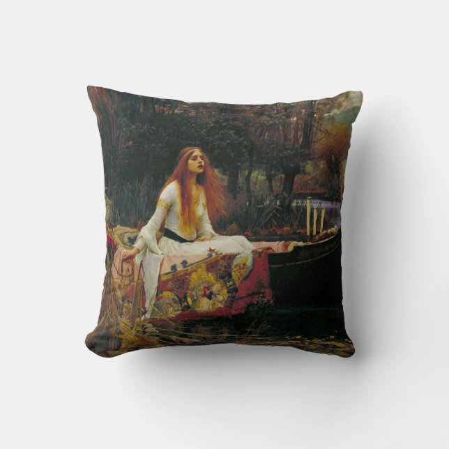 Coussin La Dame de Shalott sur l'eau (Recto)