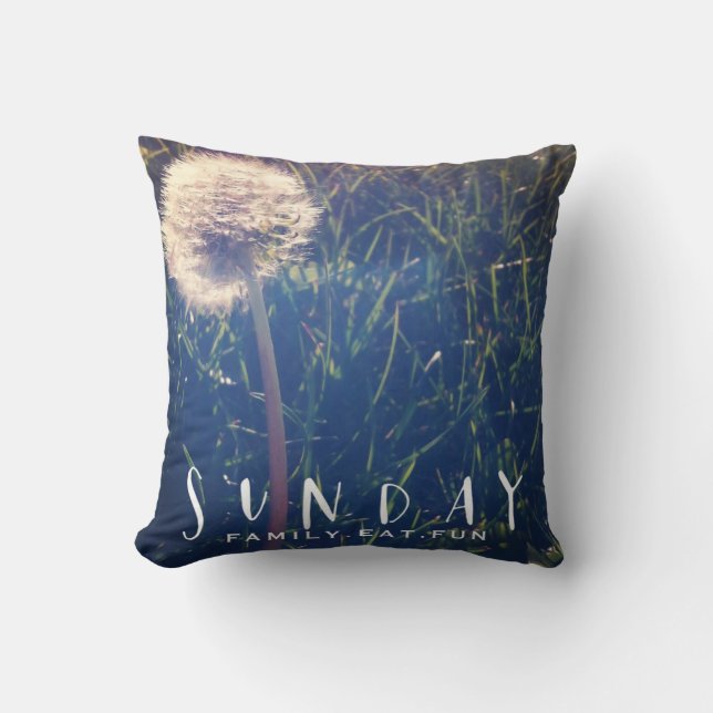 Coussin La famille de dimanche mangent l'amusement (Recto)