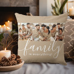 Coussin La famille est tout 3 Collage photo Tan<br><div class="desc">Accentuez votre maison avec ce coussin attrayant avec 3 photos de famille spéciales. Un script manuscrit moderne dit : "la famille est tout !" Partagez des souvenirs de votre temps familial et montrez ce qui est important pour vous. Que ce soit les membres de votre famille familiale ou de votre...</div>