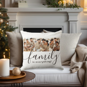 Coussin La famille est tout 3 Photo Collage blanc
