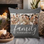 Coussin La famille est tout 3 Photo Collage Gris<br><div class="desc">Accentuez votre maison avec ce coussin attrayant avec 3 photos de famille spéciales. Un script manuscrit moderne dit : "la famille est tout !" Partagez des souvenirs de votre temps familial et montrez ce qui est important pour vous. Que ce soit les membres de votre famille familiale ou de votre...</div>