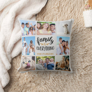 Coussin "La famille est tout" Collage photo personnalisé