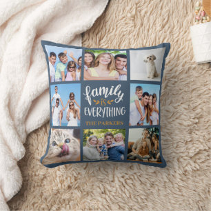 Coussin "La famille est tout" Collage photo personnalisé