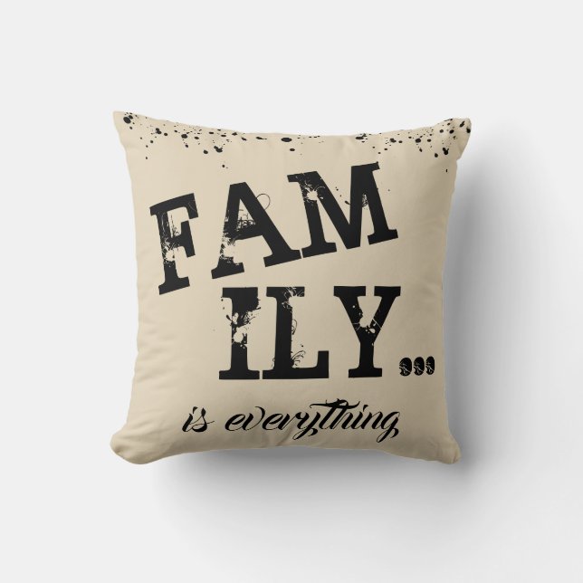 Coussin La famille est tout style grunge beige - (Recto)