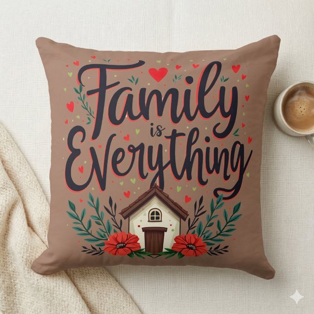 Coussin La famille tout Cottagecore (Family is Everything Cottagecore Throw Pillow )