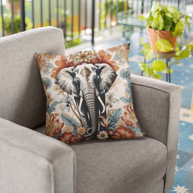 Coussin La faune majestueuse des éléphants décorés (Créateur téléchargé)