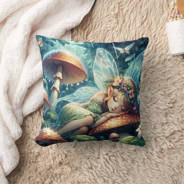 Coussin La fée éthérée coule sur un champignon (Couverture)