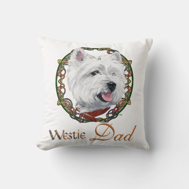 Coussin La fête des pères Westie (Recto)
