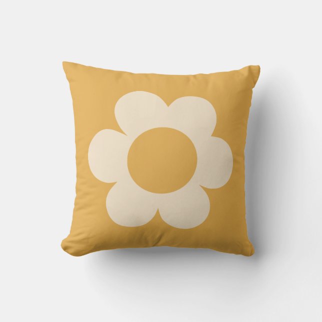 Coussin La Fleur 07 Fleur Jaune Retro Florale (Recto)
