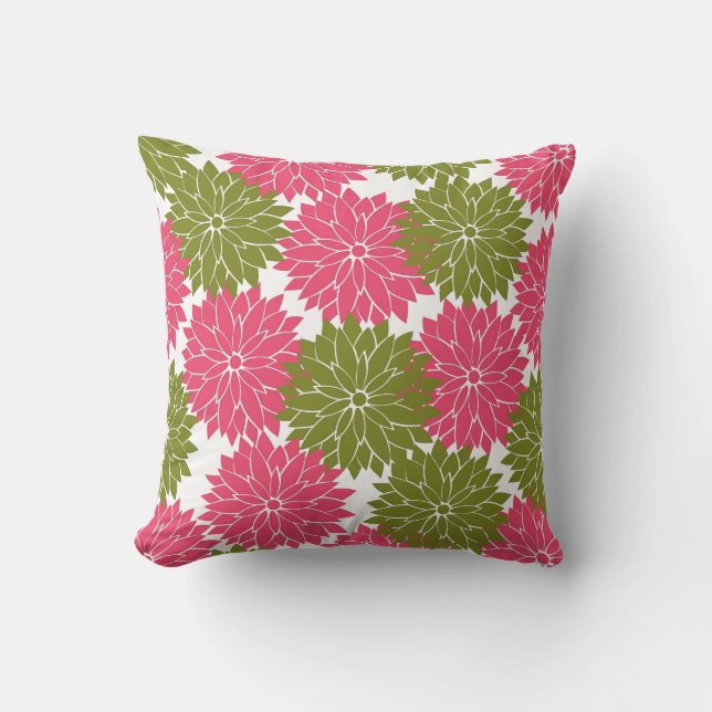 Coussin La fleur assez rose et verte fleurit impression (Recto)