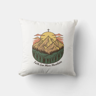 Coussin La foi peut déplacer les montagnes Vintage Mountai