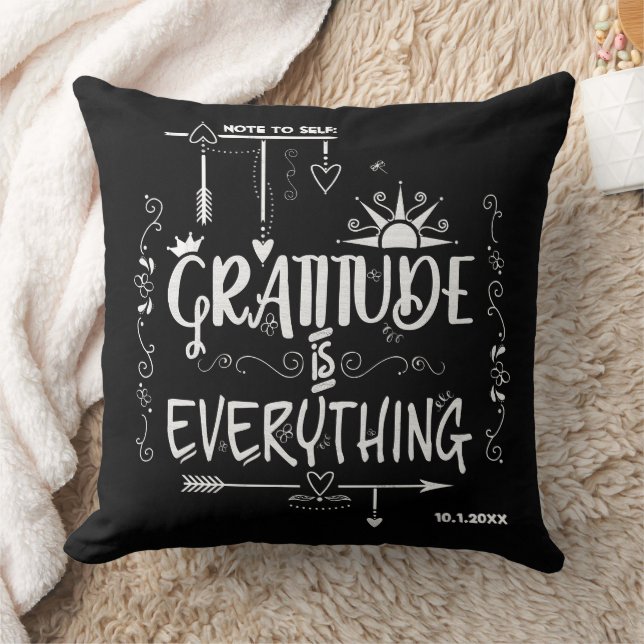 Coussin La gratitude est tout 🖤 tableau de bord (Couverture)