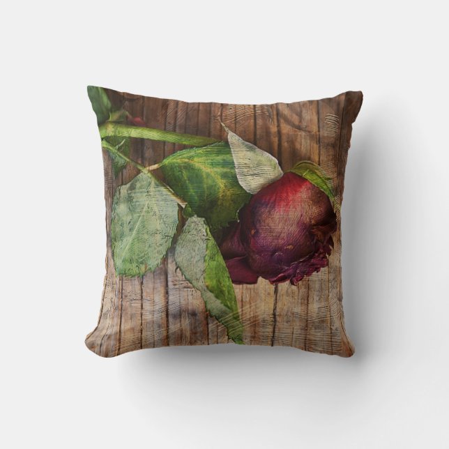 Coussin La grunge texturisée rouge rustique s'est levée (Recto)