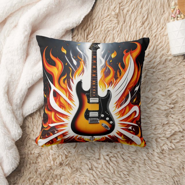 Coussin La guitare électrique s'enflamme dans un flambeau  (Couverture)
