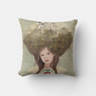 Coussin La jeune fille romantique Reader avec des livres d
