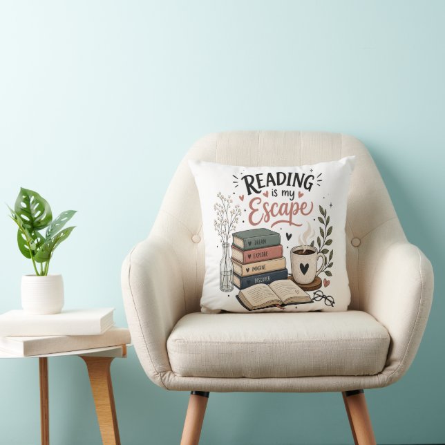 Coussin La lecture est mon échappatoire - Esthétique amour (Chaise)