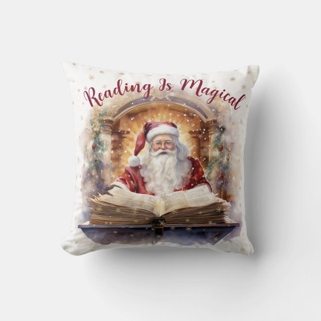 Coussin La lecture est un design de flocon de neige magiqu (Recto)