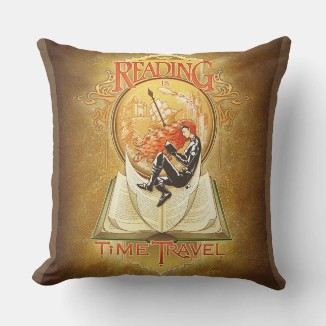 Coussin La lecture est un voyage dans le temps (Recto)
