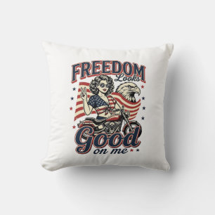 Coussin La liberté est belle Patriotique Vintage Aigle