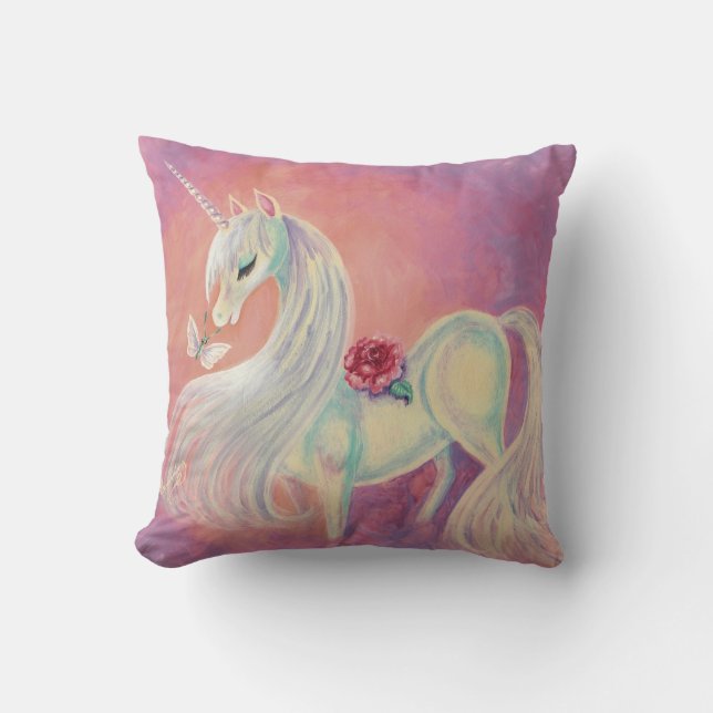 Coussin La licorne rougissent dedans de l'aube (Recto)