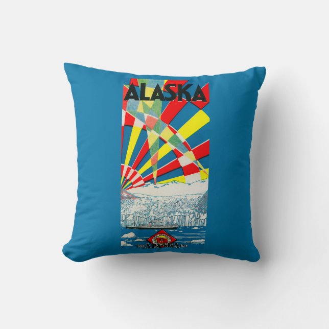 Coussin La ligne affiche de l'Alaska de paquebot (Recto)