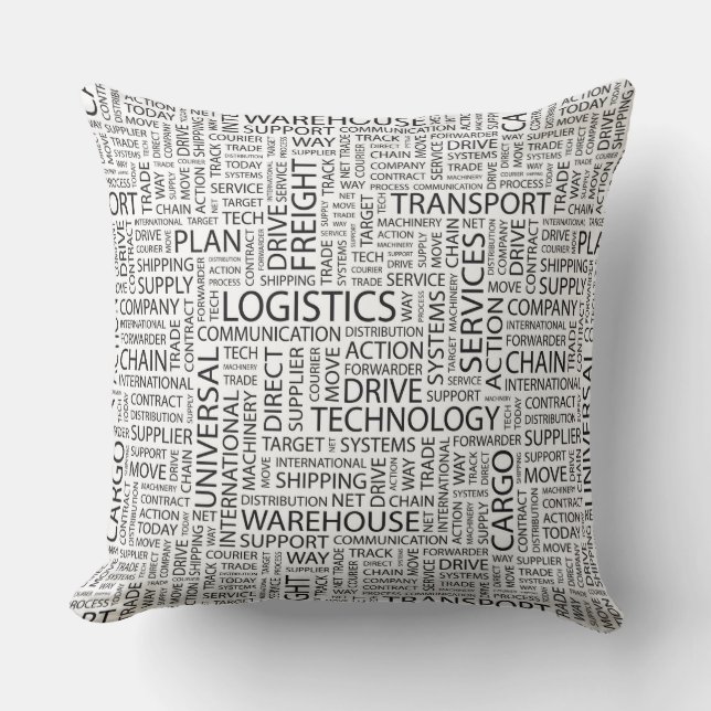 Coussin La LOGISTIQUE modèle avec des mots (Recto)