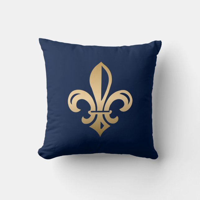 Coussin La luxueuse Gold Fleur de Lis Navy (Recto)