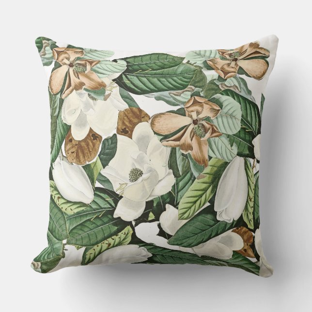 Coussin La magnolia fleurit le carreau floral de feuille (Recto)