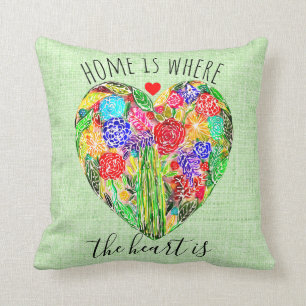 Coussin La maison, c'est l'oreiller du coeur