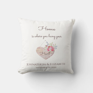 Coussin La maison est l'endroit où vous accrochez votre cœ