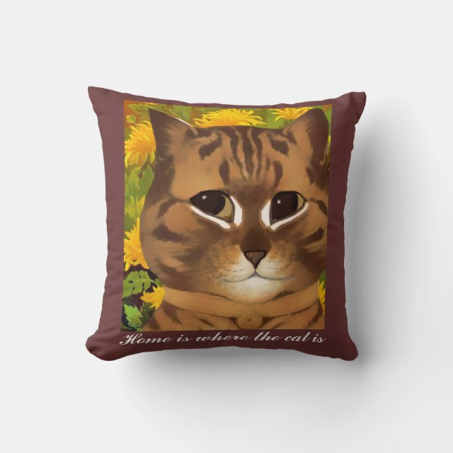 Coussin La maison est où le chat est carreau (Recto)