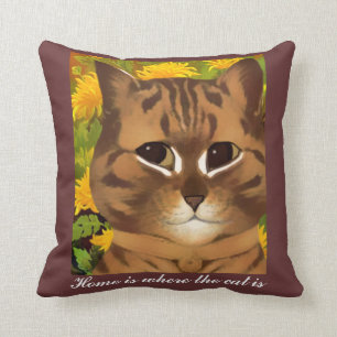 Coussin La maison est où le chat est carreau