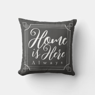 Coussin "La maison est toujours là" Monogram Grey