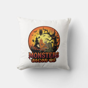 Coussin La maman des monstres Halloween squelette citrouil
