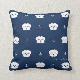 Coussin La marine ancre le carreau de chiot de Maltipoo