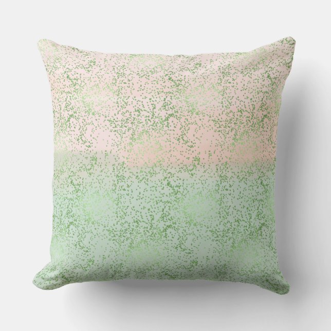 Coussin La menthe rougissent les points roses de confettis (Recto)
