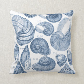Coussin La mer Shell carreau esquissent, bleues et